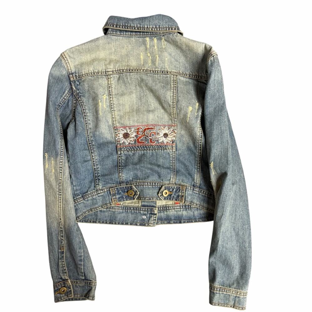 Y2K Cache McBling Denim Vest Floral Accents XS - Picture 8 of 9